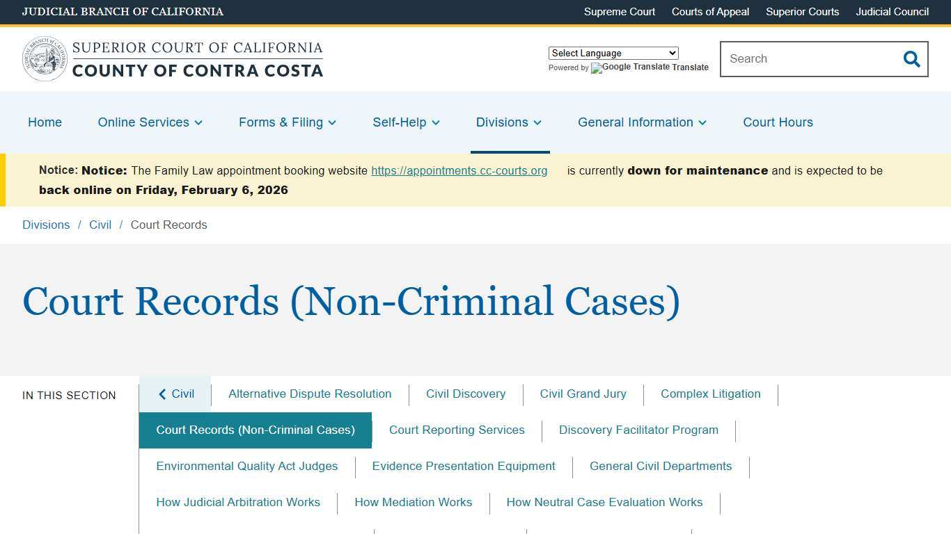 Court Records Superior Court of California County of Contra Costa